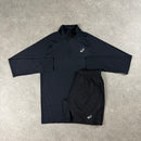 ASICS 1/4 ZIP TOP & SHORT SET - PERFORMANCE BLACK
