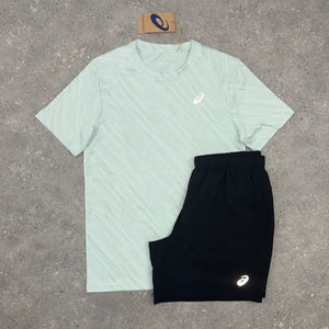 ASICS FORWARD T-SHIRT & SHORT SET - LIGHT SAGE / BLACK