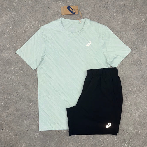 ASICS FORWARD T-SHIRT & SHORT SET - LIGHT SAGE / BLACK