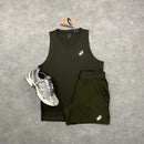 ASICS CORE VEST & ROAD SHORT SET - BROWN STONE