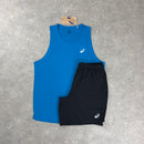 ASICS CORE VEST & SHORT SET - AEGEAN BLUE / BLACK