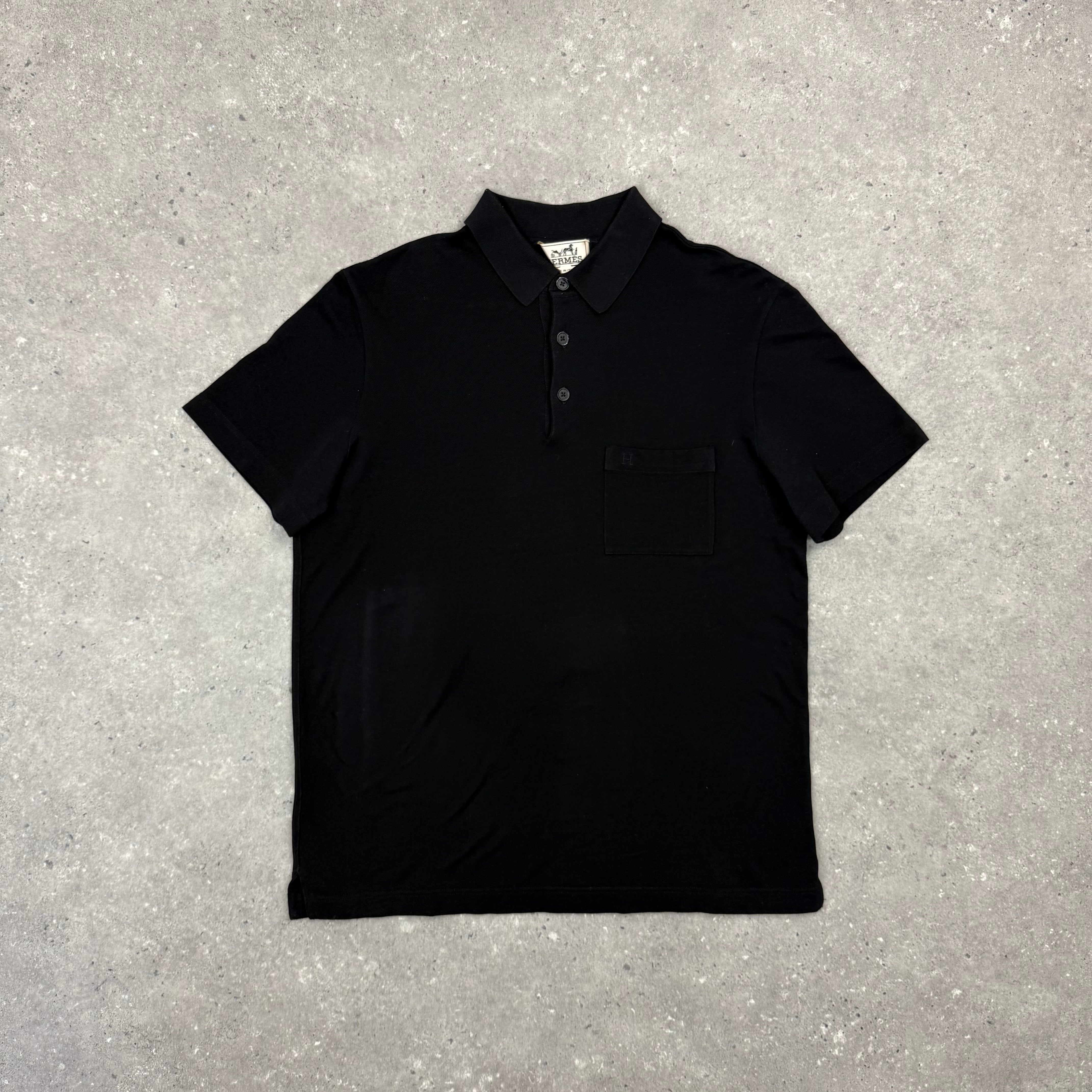 HERMES “H” POLO T-SHIRT BLACK - (S)