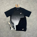 ASICS ROAD FADE T-SHIRT & SHORT SET - BLACK / CREAM