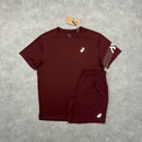 ASICS ICON T-SHIRT & SHORT SET - DARK RED