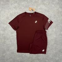 ASICS ICON T-SHIRT & SHORT SET - DARK RED