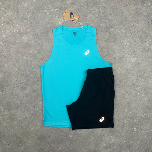 ASICS CORE VEST & SHORT SET - ENERGY AQUA / BLACK