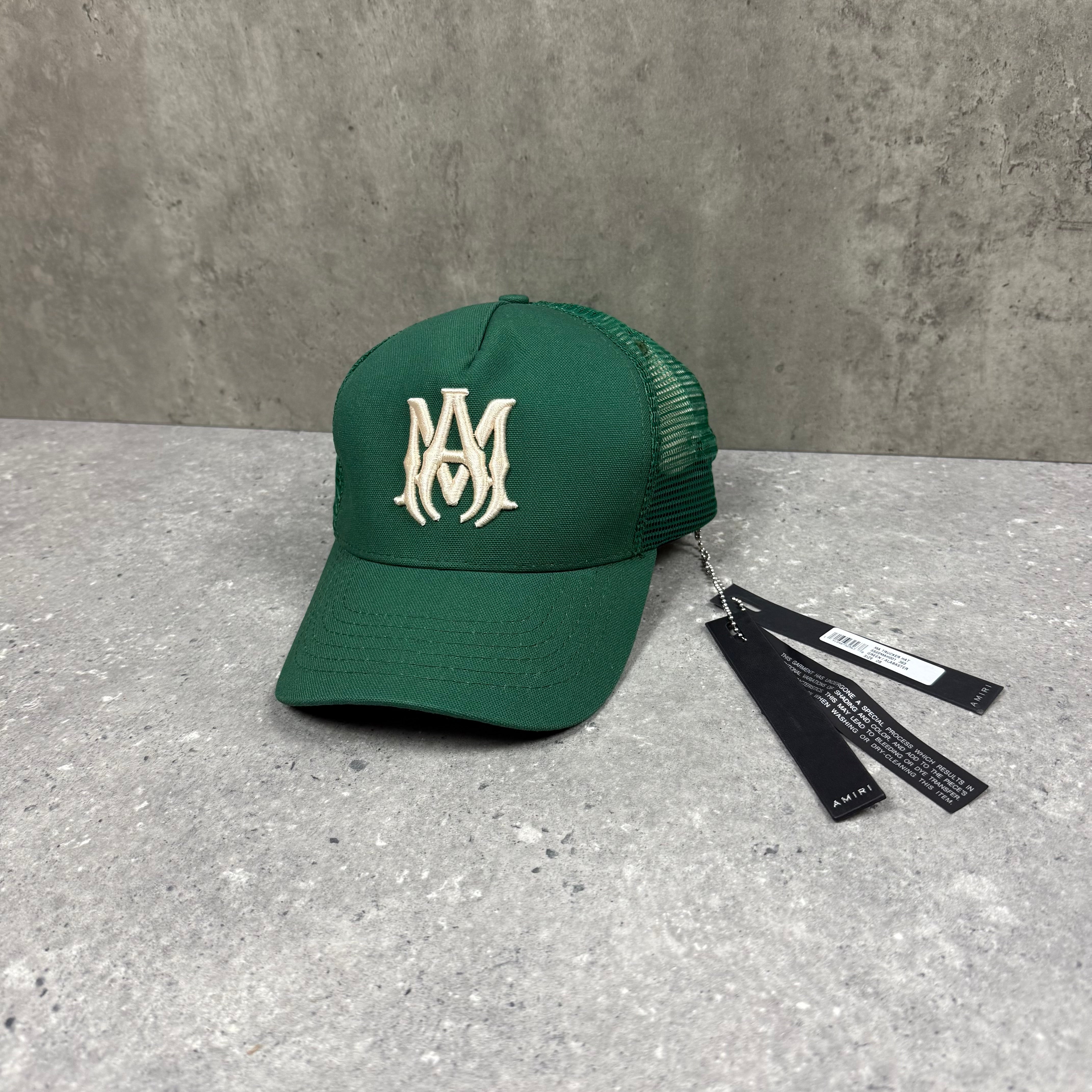 AMIRI GREEN MA LOGO TRUCKER CAP