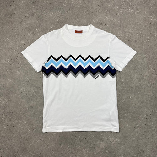 MISSONI ZIGZAG T-SHIRT WHITE/BLUE - (XS)
