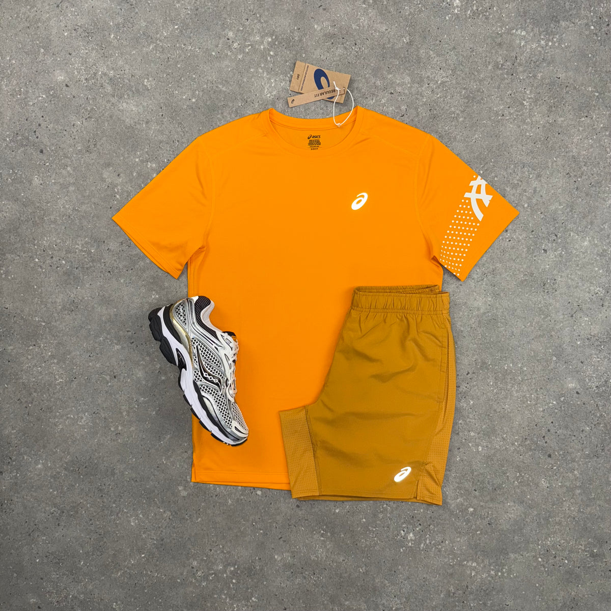 ASICS ICON T-SHIRT & SHORT SET - YAMABUKI ORANGE / SANDSTORM
