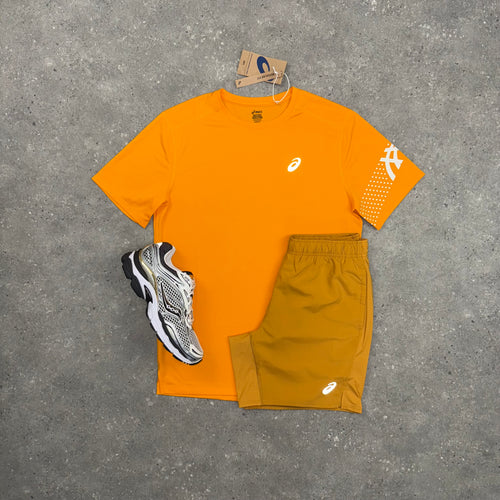 ASICS ICON T-SHIRT & SHORT SET - YAMABUKI ORANGE / SANDSTORM