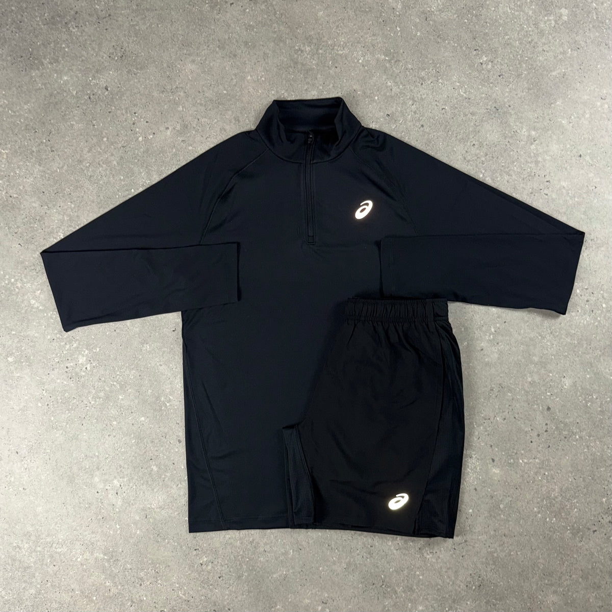 ASICS 1/4 ZIP TOP & SHORT SET - PERFORMANCE BLACK