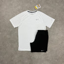 NIKE ADV STRIDE T-SHIRT AND SHORTS SET - WHITE / BLACK