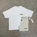 ESSENTIALS SS25 - T-SHIRT & SHORT SET - WHITE / LIGHT OATMEAL
