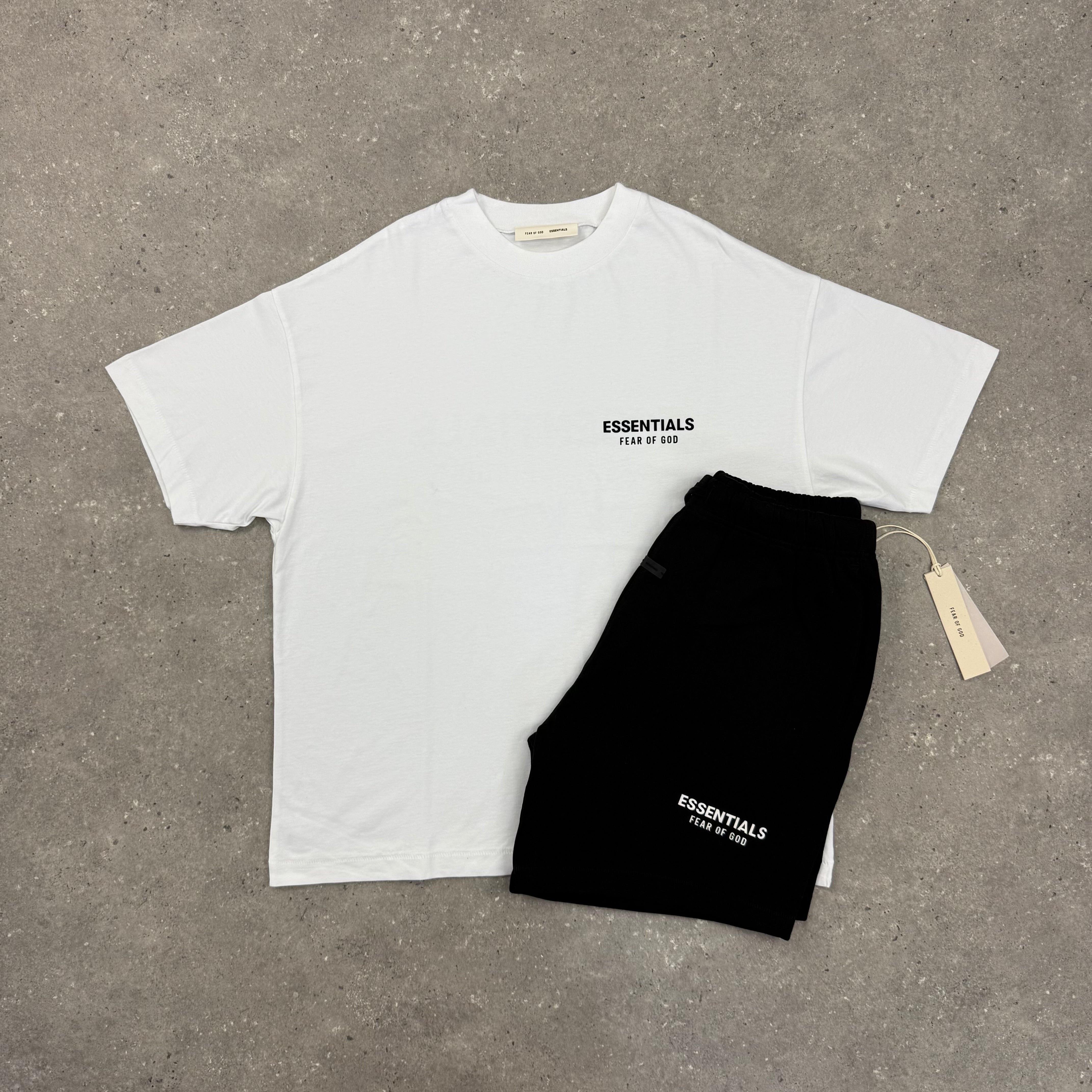 ESSENTIALS SS25 - T-SHIRT & SHORT SET - WHITE / JET BLACK