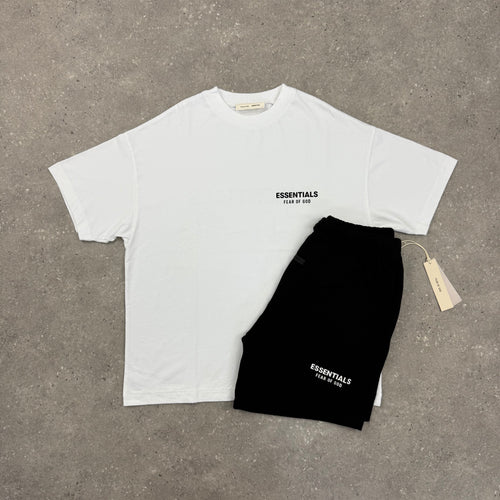 ESSENTIALS SS25 - T-SHIRT & SHORT SET - WHITE / JET BLACK