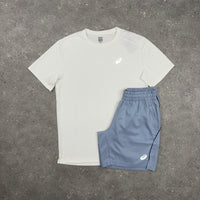 ASICS CORE T-SHIRT & SHORTS SET - WHITE / LIGHT GREY