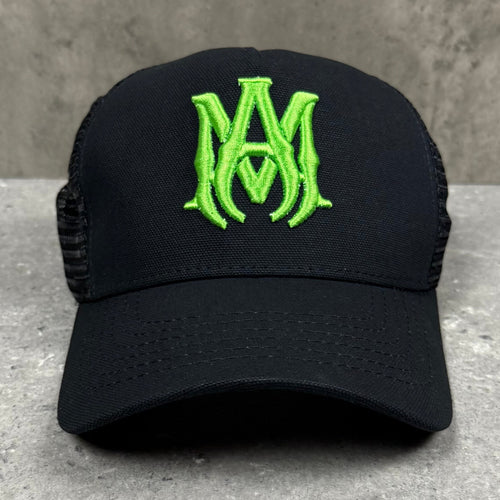 AMIRI BLACK MA LOGO TRUCKER CAP