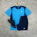 ASICS CURVED T-SHIRT & SHORT SET - NAVY / BLUE