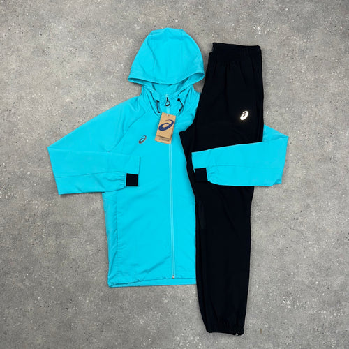 ASICS SPIRAL WINDRUNNER & CORE PANT SET - ENERGY AQUA / BLACK