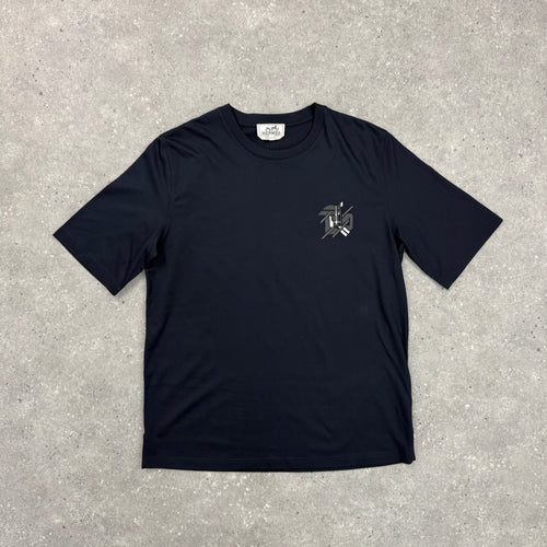 HERMES T-SHIRT NAVY - (S)