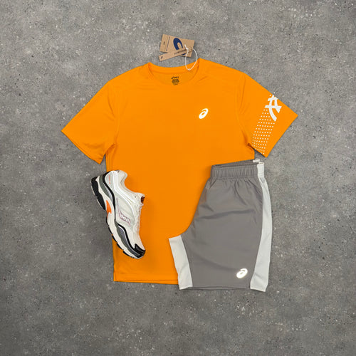 ASICS ICON T-SHIRT & SHORT SET - YAMABUKI ORANGE / MOONROCK