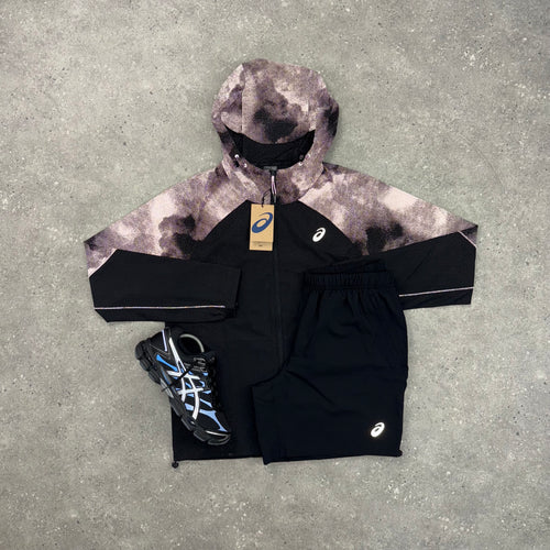 ASICS REFLECTIVE WINDRUNNER JACKET & CORE SHORT SET - BLACK