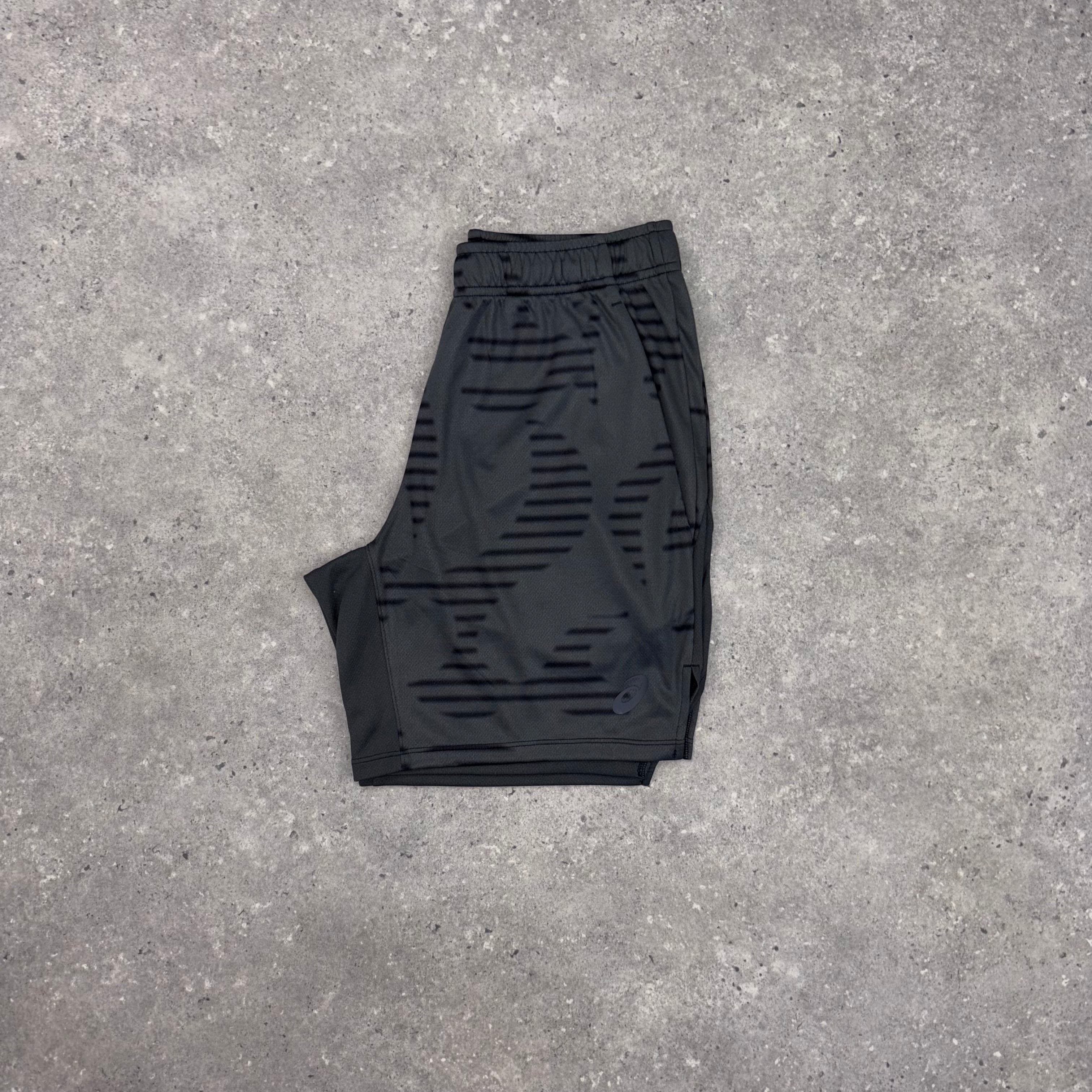 ASICS ALL OVER T-SHIRT & SHORT SET - GRAPHITE / BLACK