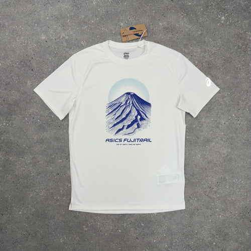 ASICS FUJITRAIL T-SHIRT - CREAM / COBALT